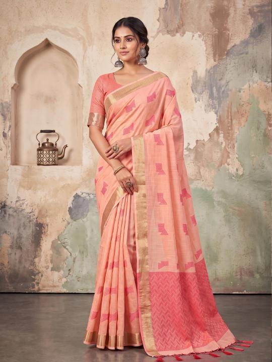 AARZOO by SHREE SHYAM FASHION fancy designer Soft LINEN COTTON fabric saree wholesale with Fancy latkan