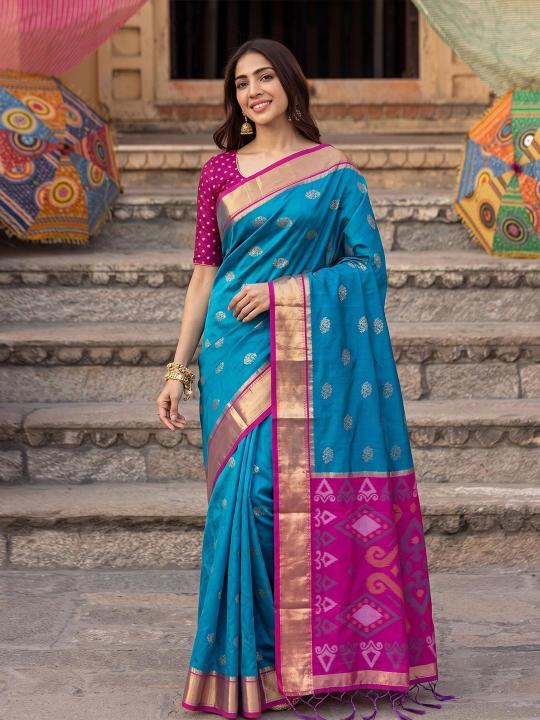 RIVAAZ SILK by SHREE SHYAM FASHION fancy designer Pochampalli Soft Silk fabric saree wholesale with Fancy latkan