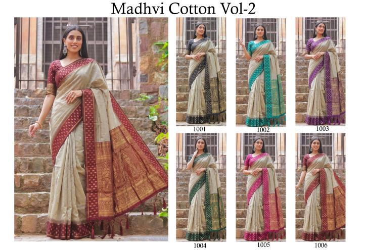 MADHVI COTTON VOL 2 BY SHREE SHYAM FASHION fancy designer COTTON Silk WITH ZARI BORDAR fabric saree wholesale with Fancy latkan