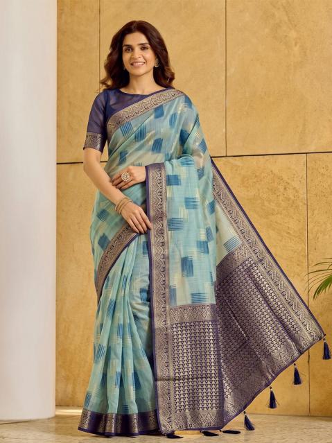 ASOPALAV by SHREE SHYAM FASHION fancy designer Soft LINEN COTTON fabric saree wholesale with Fancy latkan
