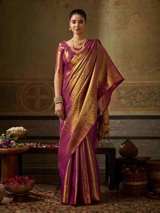 KANCHIPATTU SILK by SHREE SHYAM FASHION fancy designer Kanchivaram Silk fabric saree wholesale with Fancy latkan