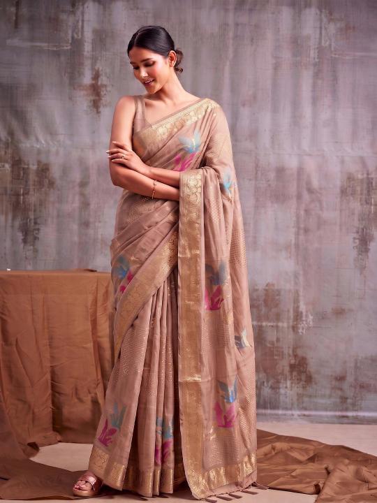 FLEMINGO by SHREE SHYAM FASHION fancy designer Soft LINEN COTTON fabric saree wholesale with Fancy latkan