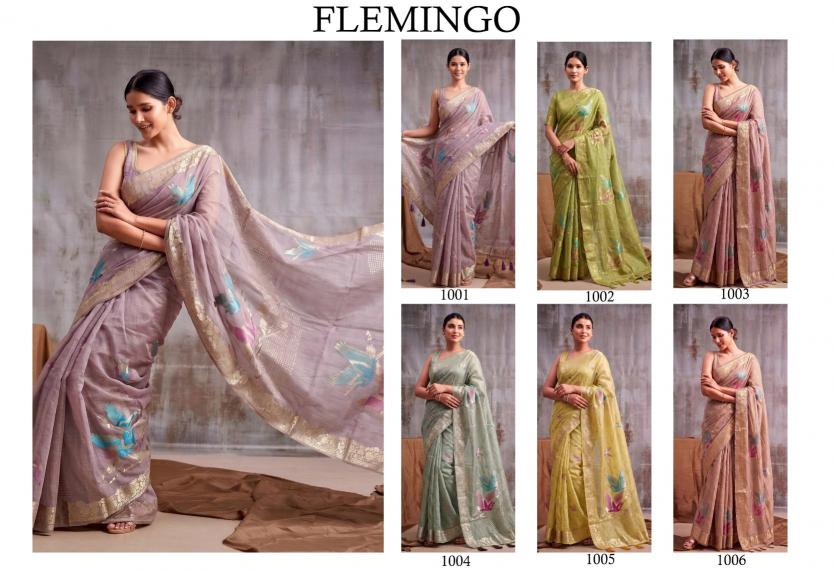 FLEMINGO by SHREE SHYAM FASHION fancy designer Soft LINEN COTTON fabric saree wholesale with Fancy latkan