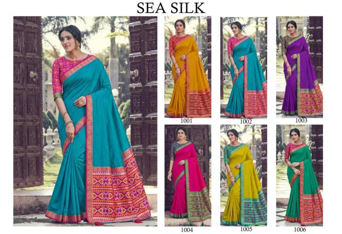 SEA SILK by SHREE SHYAM FASHION fancy designer Soft Silk fabric saree wholesale with Fancy latkan