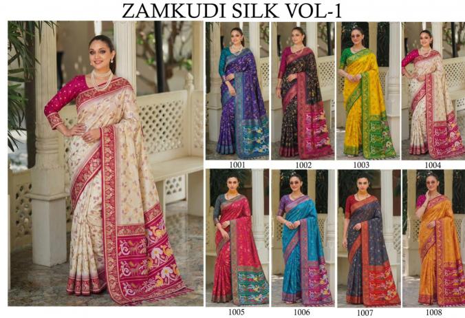 ZAMKUDI VOL 1 by SHREE SHYAM FASHION fancy designer Soft Silk fabric saree wholesale with Fancy latkan
