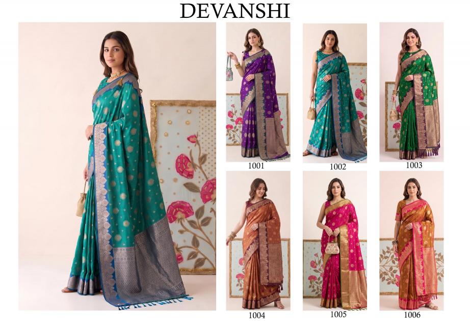DEVANSHI by SHREE SHYAM FASHION fancy designer Soft Silk fabric saree wholesale with Fancy latkan